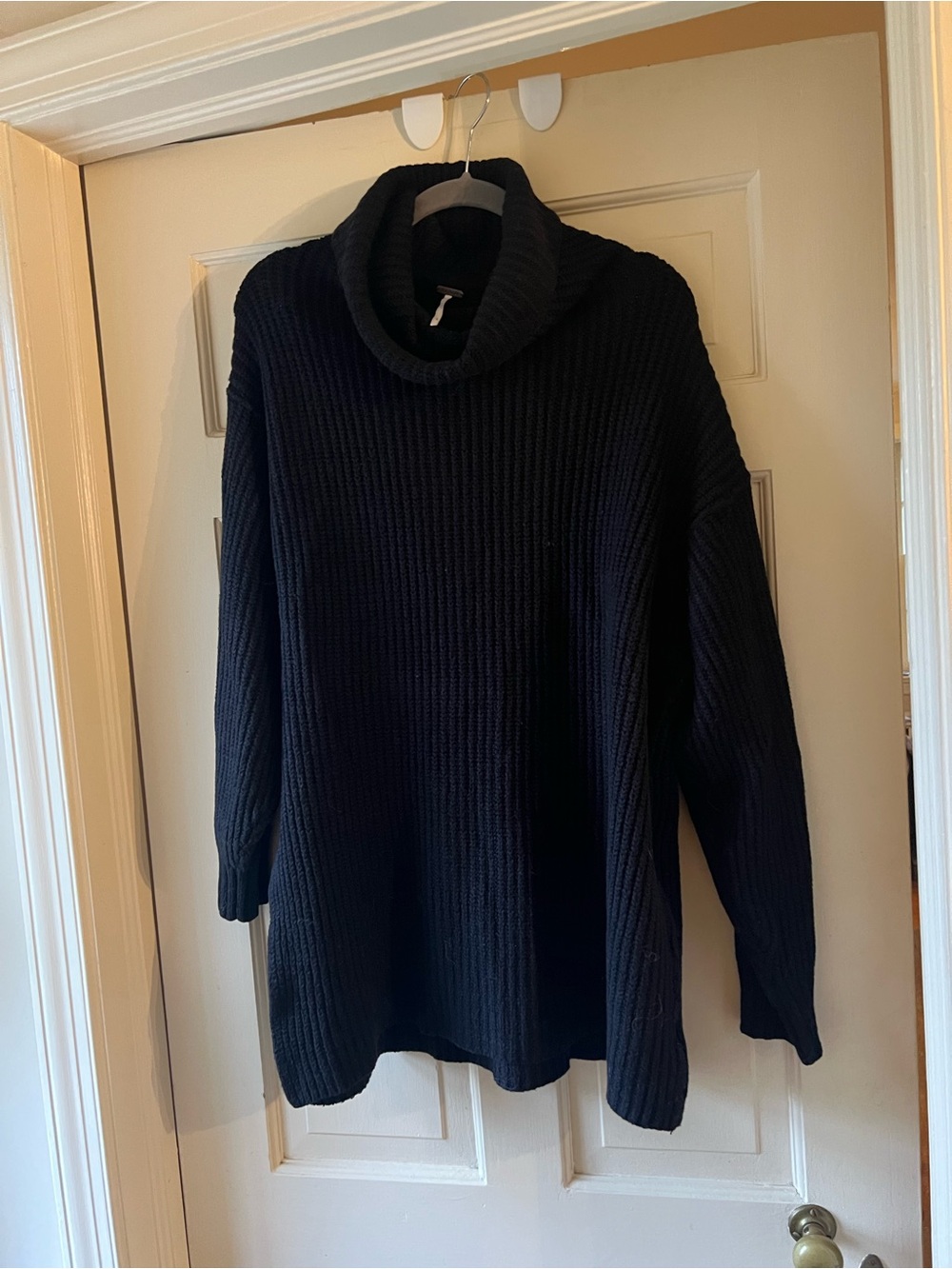 Black Free People Turtleneck Ribbed Sweater - Women's
